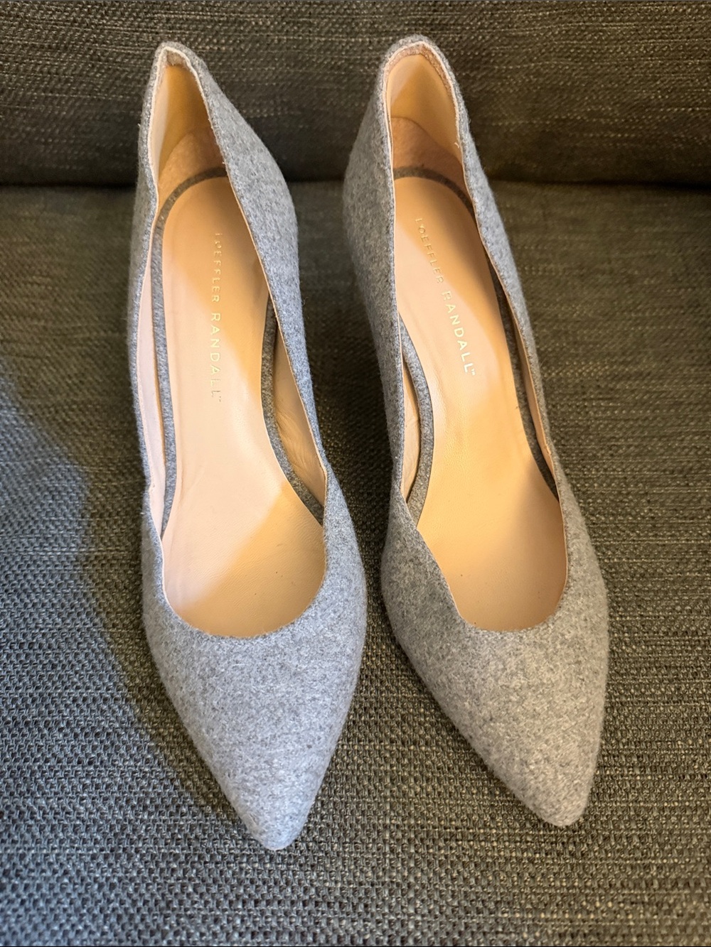 Loeffler Randall Light Gray Felt Pointed-Toe Pumps